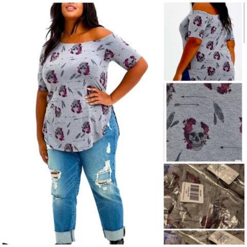 Favorite Tunic Off-Shoulder Super Soft Short Sleeve Tunic Tee